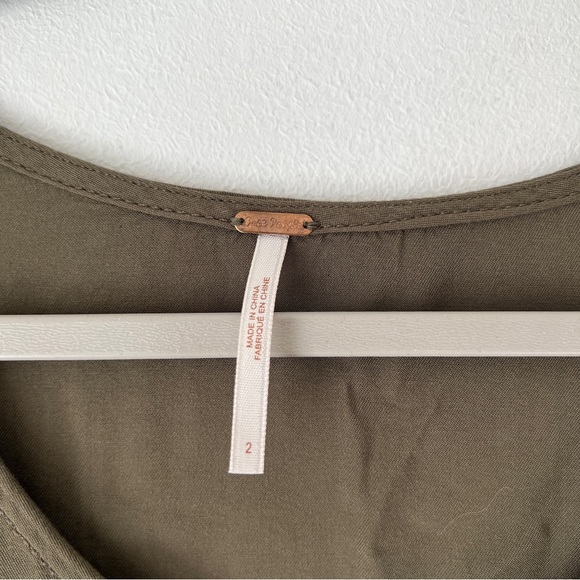 Free People Olive Green Rayon Mini Dress size 2 - Picture 4 of 6